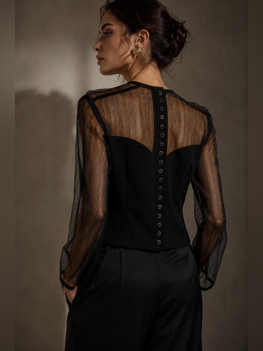John Galliano Paris Sheer Mesh Illusion Blouse | Made in France | Vintage | US 8